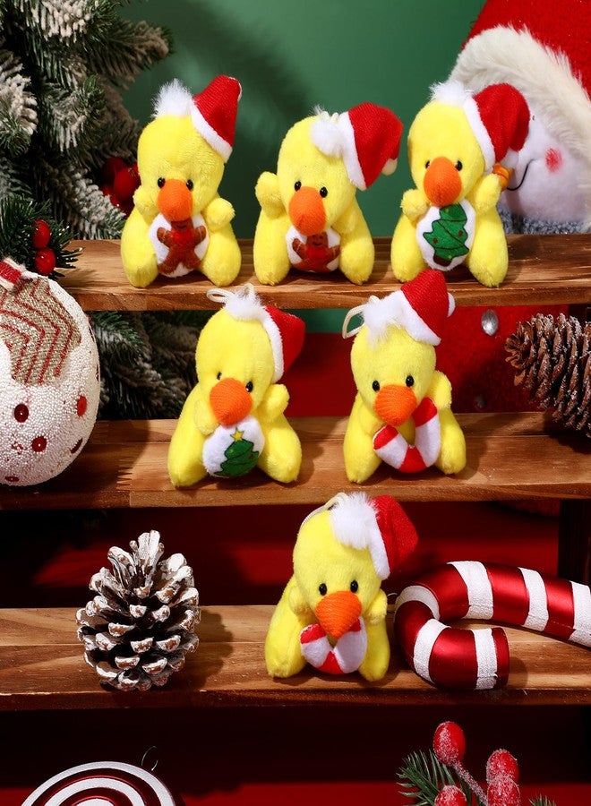 Blueweenly 24 Pcs Duck Christmas Mini Stuffed Animals Bulk Small Christmas Tree Plush Ornaments Tiny Doll Keychain with Santa Hat for Xmas Holiday Classroom Gifts Party Favors Stocking Stuffers - Image 5